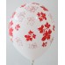 White - Red Flowers Printed Balloons